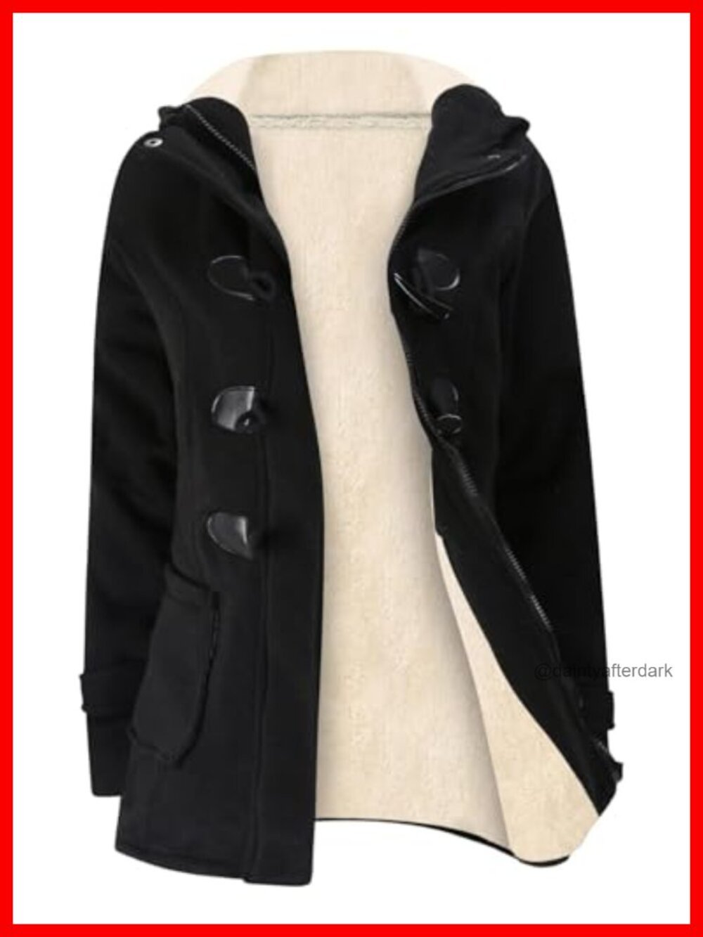 Sherpa Lined Duffle Toggle Coat Hooded Fleece Winter Jacket